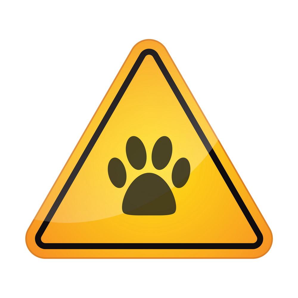 Illustration of a danger signal icon with an animal footprint